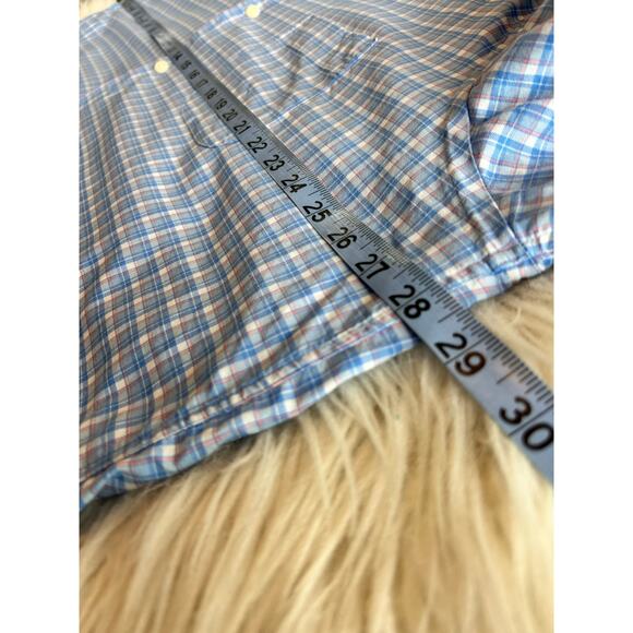 Peter Millar Men's Plaid Long Sleeve Button-Down Dress Shirt Blue White Size 2XL - Picture 9 of 10